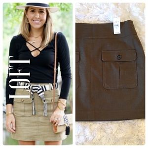 LOFT Army Green Utility Front Pocket Skirt
